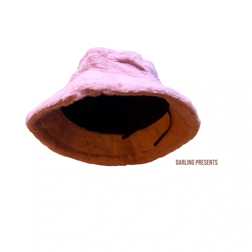 Fluffy Fuzzy Bucket Hat Size Women Color Pink Size OS